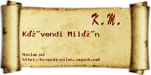 Kövendi Milán névjegykártya